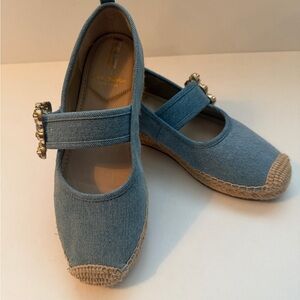 Sam Edelman Blue Maddy Espadrilles/Mary Janes w/Goldtone Buckle Size 5 1/2